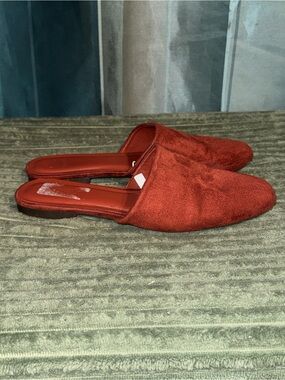a new day Rust Red Suede Slide Sandals
